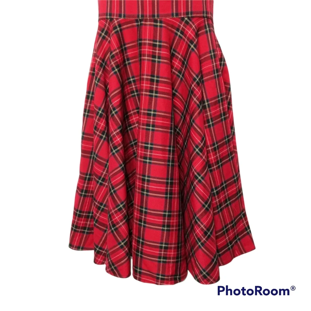 Hell Bunny Irvine Pinafore Red Tartan Plaid Dress